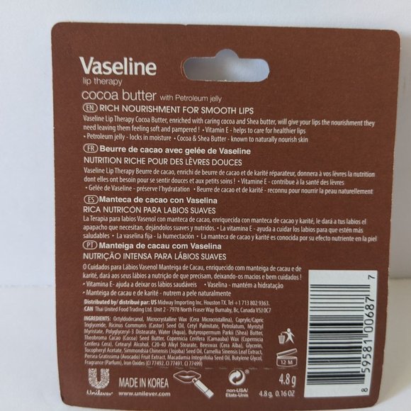LOT OF 2 Cocoa Butter Vaseline Chapstick Petroleum Jelly Dry Chapped Lips SEALED - Picture 6 of 6